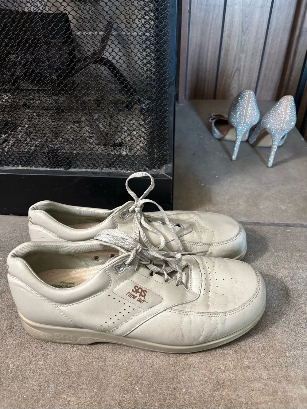SAS Time Out Bone Color Leather Walking Sneakers size 12 men